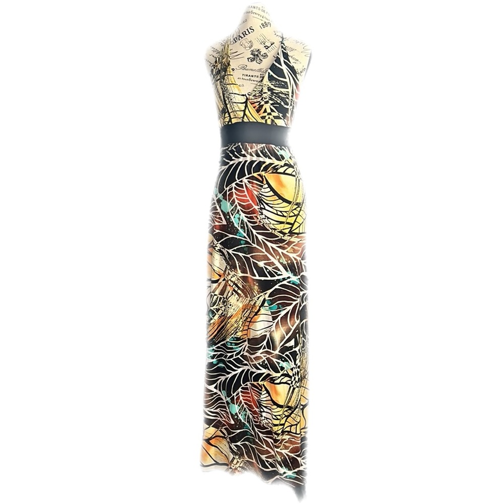 Vibrant halter style maxi dress